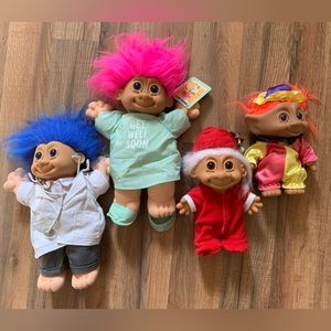 Vintage 90’s troll dolls- Doctor, Patient, Clown and Christmas